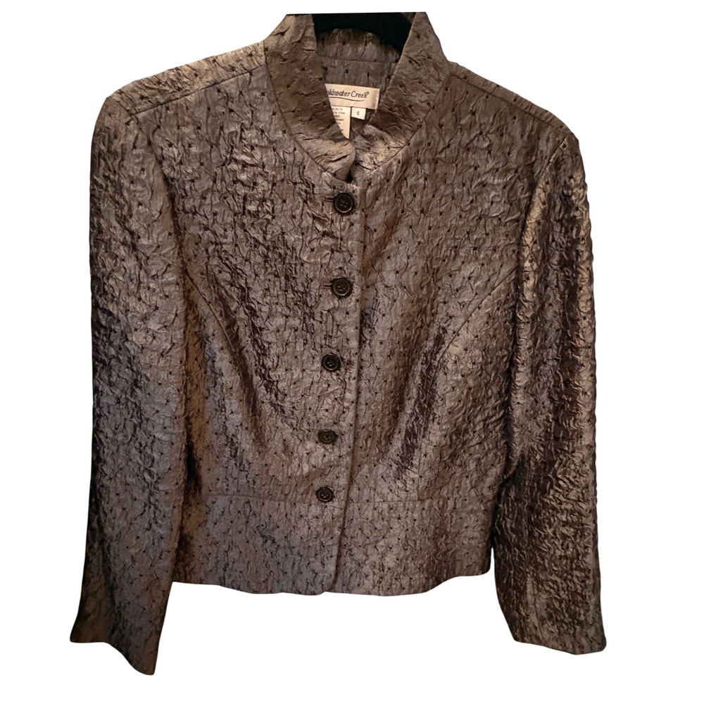 Coldwater Creek Women's Small Metallic Pewter Crinkle Textured‎ Jacket